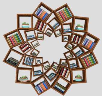 抽象艺术书架SU模型下载_sketchup草图大师SKP模型