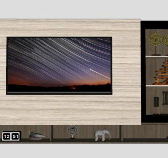 现代木质电视柜SU模型下载_sketchup草图大师SKP模型