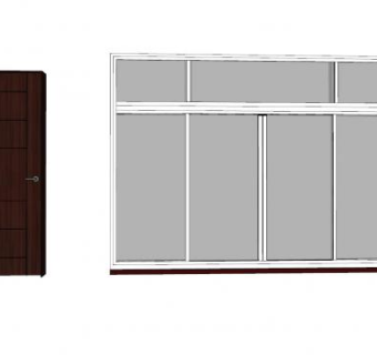 落地窗和木门SU模型下载_sketchup草图大师SKP模型