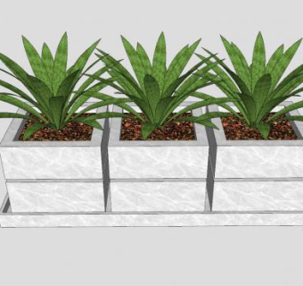 花箱花池盆栽植物SU模型下载_sketchup草图大师SKP模型