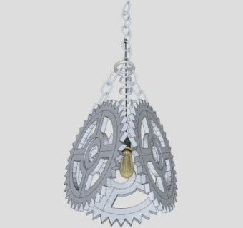 工业风格齿轮吊灯SU模型下载_sketchup草图大师SKP模型