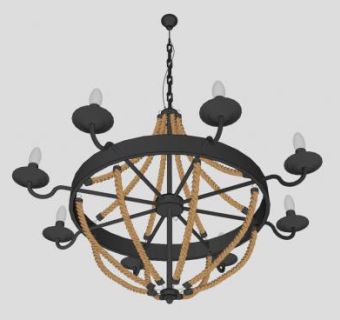 欧式麻绳吊灯SU模型下载_sketchup草图大师SKP模型