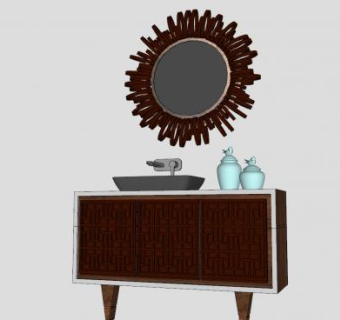 洗脸盆浴室柜SU模型下载_sketchup草图大师SKP模型