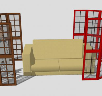 落地海湾窗和沙发SU模型下载_sketchup草图大师SKP模型