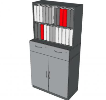 办公简易小书架书柜SU模型下载_sketchup草图大师SKP模型