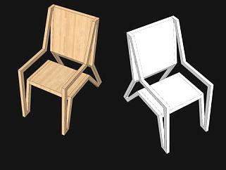 创意小木椅子SU模型下载_sketchup草图大师SKP模型