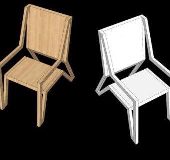 创意小木椅子SU模型下载_sketchup草图大师SKP模型
