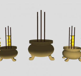香炉陈设摆件SU模型下载_sketchup草图大师SKP模型