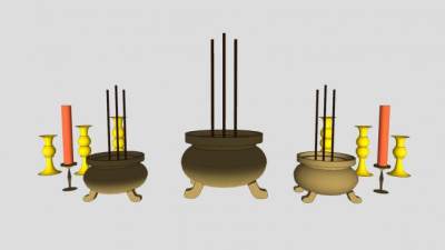 香炉陈设摆件SU模型下载_sketchup草图大师SKP模型