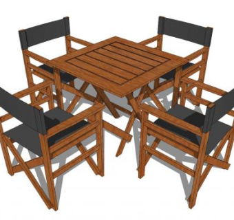 木质简易麻将桌休闲桌椅SU模型下载_sketchup草图大师SKP模型