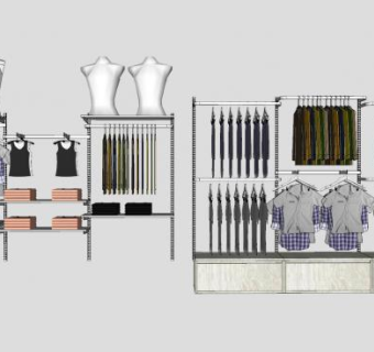 服装店架子及衣服和半身服装模特SU模型下载_sketchup草图大师SKP模型