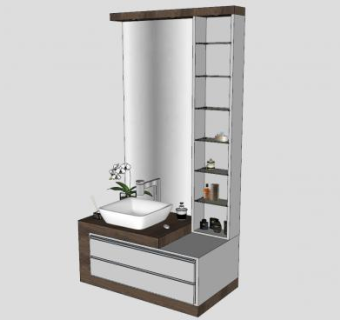 洗手台组合浴室柜SU模型下载_sketchup草图大师SKP模型