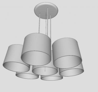 七筒小吊灯灯具SU模型下载_sketchup草图大师SKP模型