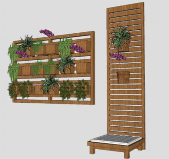 花架植物装饰和背板植物架SU模型下载_sketchup草图大师SKP模型