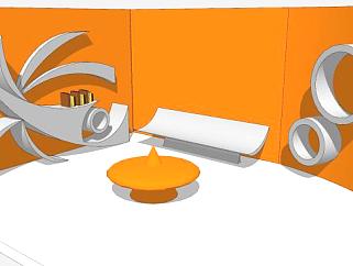 橙色空间之创意造型书架和格子架SU模型下载_sketchup草图大师SKP模型