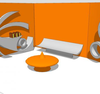 橙色空间之创意造型书架和格子架SU模型下载_sketchup草图大师SKP模型