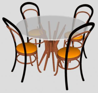 欧式圆形桌凳SU模型下载_sketchup草图大师SKP模型