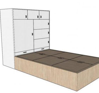 日式家具榻榻米衣柜一体组合SU模型下载_sketchup草图大师SKP模型