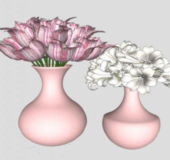 两个花瓶摆设陈设品SU模型下载_sketchup草图大师SKP模型