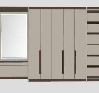 带大镜子的衣柜组合柜家具SU模型下载_sketchup草图大师SKP模型