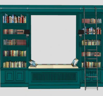 绿色书橱书柜书架SU模型下载_sketchup草图大师SKP模型
