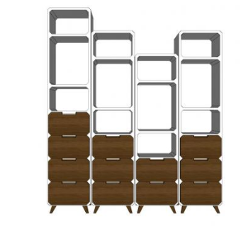 现代格子书架SU模型下载_sketchup草图大师SKP模型