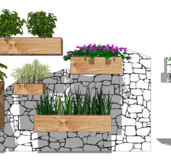 墙装饰花箱格子花架植物花架SU模型下载_sketchup草图大师SKP模型