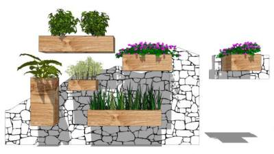 墙装饰花箱格子花架植物花架SU模型下载_sketchup草图大师SKP模型