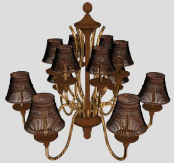 欧式大盏吊灯灯具SU模型下载_sketchup草图大师SKP模型