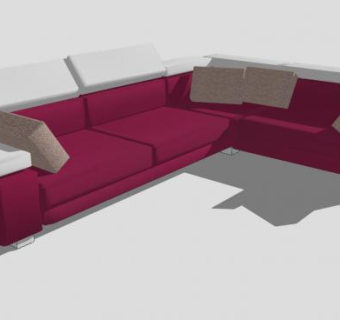 简约粉色转角客厅沙发SU模型下载_sketchup草图大师SKP模型