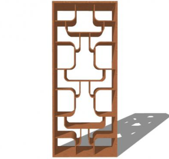 中式木书架书柜隔断柜SU模型下载_sketchup草图大师SKP模型