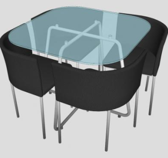 简放型餐桌椅洽谈桌椅SU模型下载_sketchup草图大师SKP模型