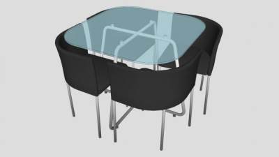 简放型餐桌椅洽谈桌椅SU模型下载_sketchup草图大师SKP模型