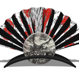 扇子陈设装饰摆件SU模型下载_sketchup草图大师SKP模型