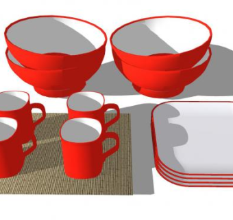 碗具餐盘杯子SU模型下载_sketchup草图大师SKP模型