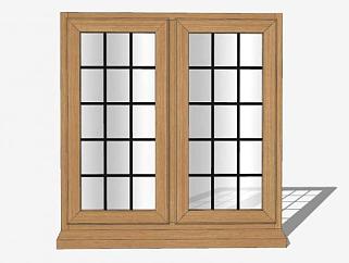 日式木质玻璃门窗SU模型下载_sketchup草图大师SKP模型