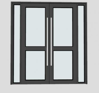 带把手的推玻门玻璃门双开门SU模型下载_sketchup草图大师SKP模型