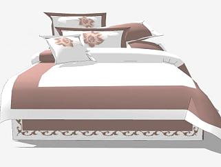 现代双人床软床铺家具SU模型下载_sketchup草图大师SKP模型