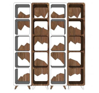 欧式木质书架书柜简约型SU模型下载_sketchup草图大师SKP模型