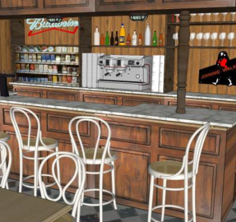 美式咖啡馆SU模型下载_sketchup草图大师SKP模型