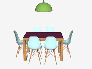 <em>简易</em>木质餐桌椅SU模型下载_sketchup草图大师SKP模型