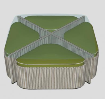 现代四瓣形桌凳家具SU模型下载_sketchup草图大师SKP模型