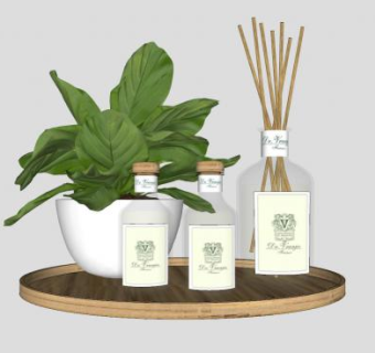 盆栽香水装饰SU模型下载_sketchup草图大师SKP模型