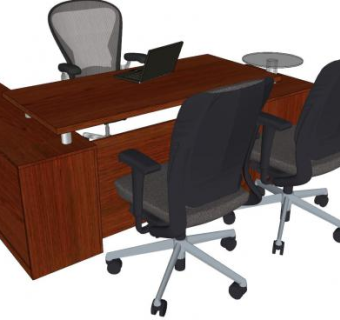 老板办公桌家具SU模型下载_sketchup草图大师SKP模型