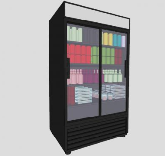 双推门电冰箱冰柜商店专用SU模型下载_sketchup草图大师SKP模型