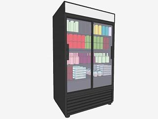 双推门电冰箱冰柜商店专用SU模型下载_sketchup草图大师SKP模型