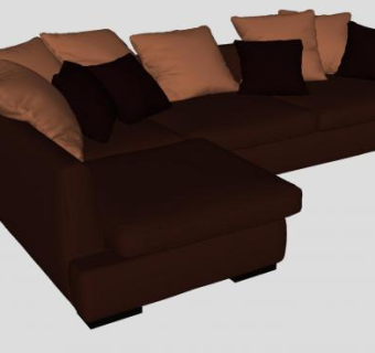 L型猪肝色沙发家具SU模型下载_sketchup草图大师SKP模型