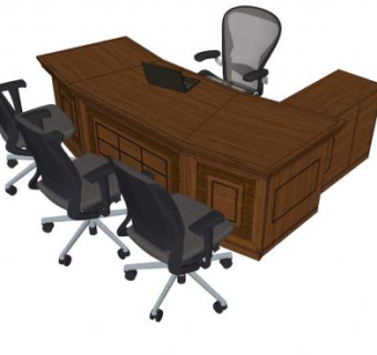 大班台办公桌椅SU模型下载_sketchup草图大师SKP模型