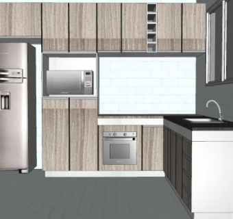 厨房转角橱柜吊柜厨具SU模型下载_sketchup草图大师SKP模型