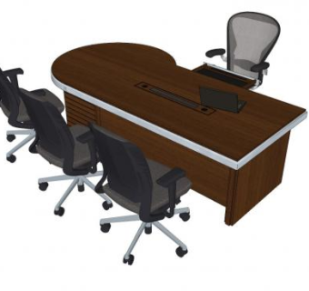 圆滑的办公桌椅SU模型下载_sketchup草图大师SKP模型